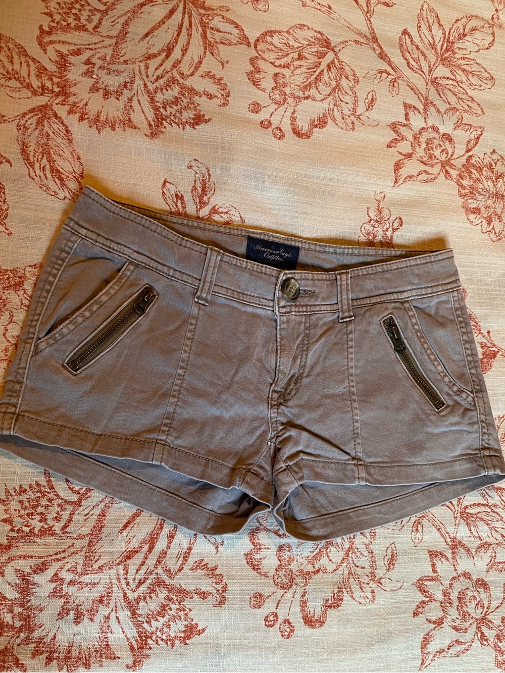 American Eagle Outfitters Taupe Jean Shorts with Zip Pockets